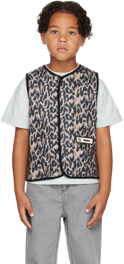 Wynken Kids Beige Moonrise Gillet Vest In Leopard