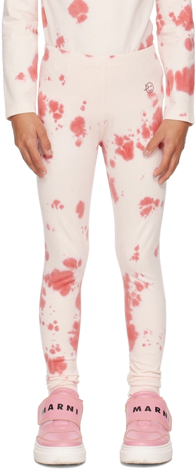 Wynken Kids Pink Luna Leggings In Soft Pink Tie Dye