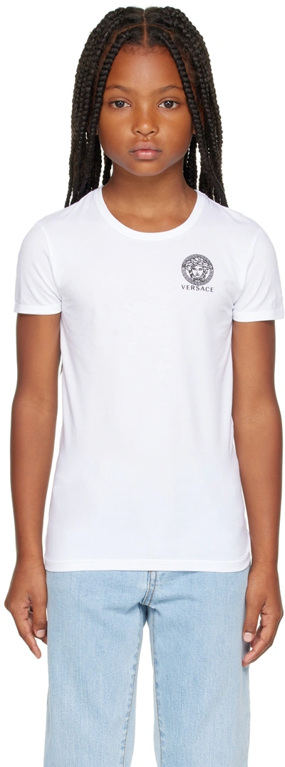 Versace Kids Black Cotton T-shirt Two-pack In White