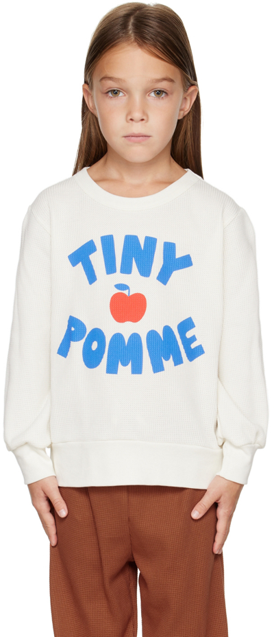Tinycottons Kids Off-white 'tiny Pomme' Sweater In Snow/ultramarine K79