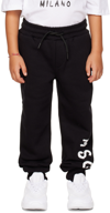 Msgm Kids Black Logo Lounge Pants In 110 Nero