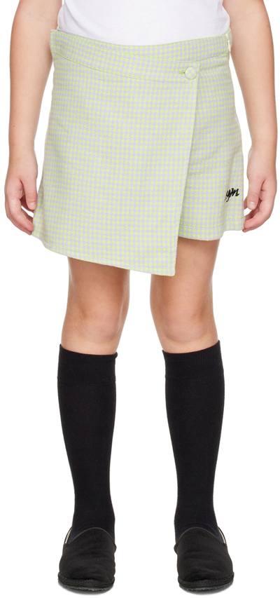 Msgm Kids Green Houndstooth Skort In 200 Var. Unica