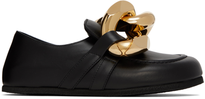 Jw Anderson Chain-link Closed Toe Loafers In Black Gold