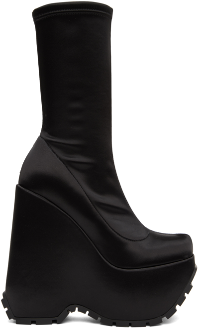 Versace Black Triplatform Boots In 1b000 Black