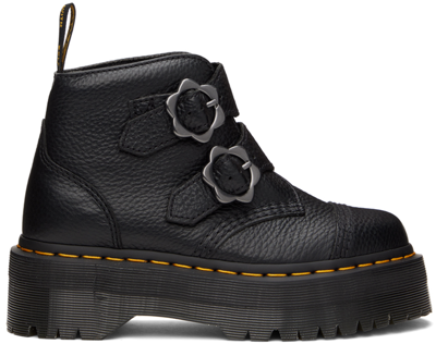 Dr. Martens' 花卉扣环厚底及踝靴 In Schwarz