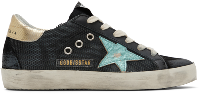 Golden Goose Black Super-star Low-top Sneakers In 90329 Black/mint