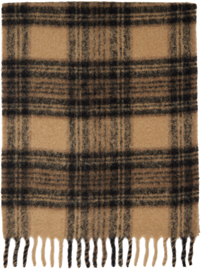 Totême Check-print Brushed Scarf In Mustard Check