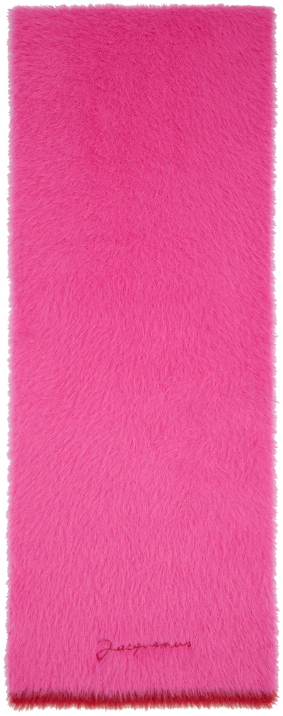 Jacquemus L Echarpe Neve Two-tone Border Scarf In Pink