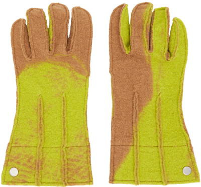 Issey Miyake Green & Brown Grow Gloves In 46 Beige Hued