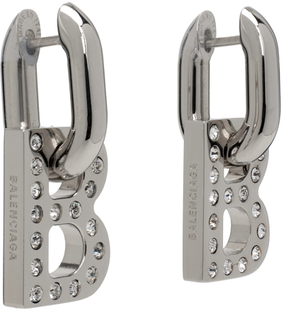 Balenciaga Silver B Chain Xs Earrings In 1404 Shiny Silver/cr