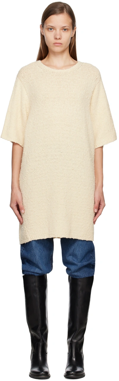 Totême Off-white Textured Mini Dress In 184 Macadamia