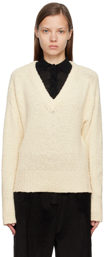 Totême Off-white Textured Sweater In Macadamia