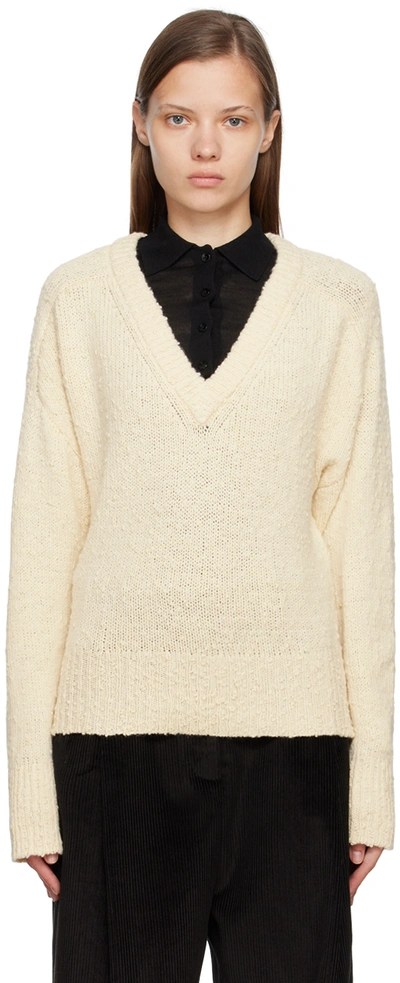 Totême Off-white Textured Jumper In Macadamia