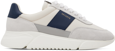 Axel Arigato Taupe & Blue Genesis Vintage Runner Sneakers In White