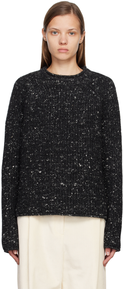 Totême Country Rolled-hem Wool Sweater In Black Melange
