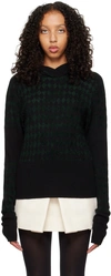 Maximilian Davis Black & Green Harlequin Hoodie In Black/forest Green
