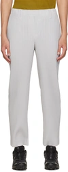 Issey Miyake Mens Core Pleated Straight Leg Trousers In 11 Light Gray