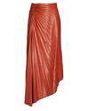 A.l.c Tracy Pleated Side-ruched Faux Leather Maxi Skirt In Red-drk