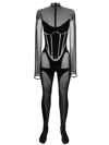 Wolford X Mugler Sheer Long-length Catsuit In Black