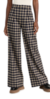 SOMETHING NAVY PLAID HIGH WAISTED WIDE LEG PANTS