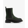 Sandro Liam Metallic-detail Suede Boots In Verts