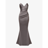 House Of Cb Fleur Sweetheart-neckline Fishtail-hem Woven Maxi Dress In Shadow
