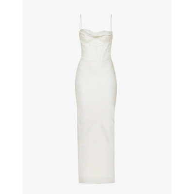 House Of Cb Charmaine Corset Satin Maxi Dress In Ivory