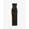 House Of Cb Adrienne Slim-fit Satin Maxi Dress In Black