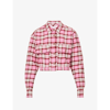 GOOD AMERICAN PLAID CROPPED REGULAR-FIT COTTON SHIRT