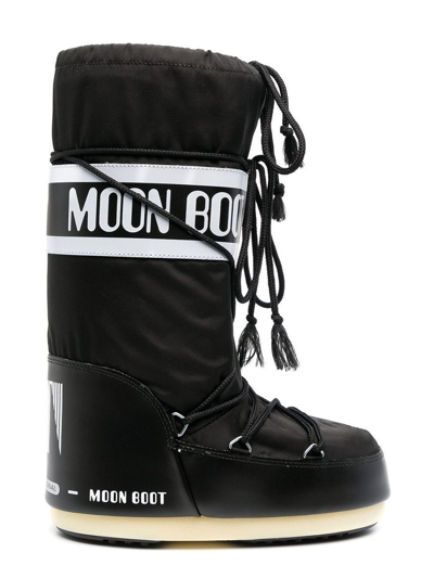 Moon Boot Logo Waterproof Nylon Snow Boots In Black