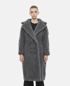Max Mara Wool And Alpaca Teddy Oversized Coat In Grey