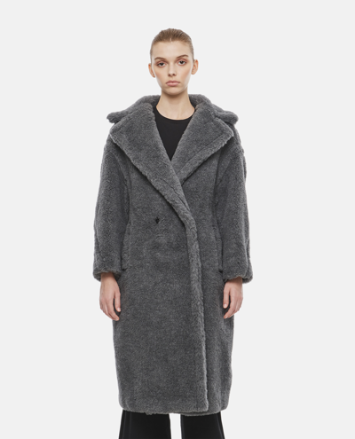 Max Mara Teddy Bear Icon Alpaca And Wool-blend Coat In Medium Grey