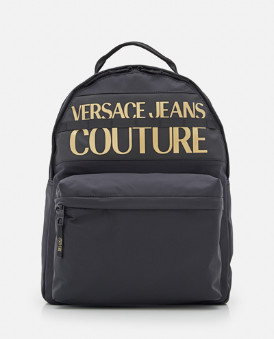 Versace Jeans Couture Logo Printed Zipped Backpack In Black