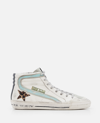 Golden Goose Slide Nappa Upper Suede Toe Leo Horsy Star Leather List Vintage Laminated Wave Signature Foxing In White