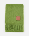 Loewe Anagram Logo Patch Mohair Wool Blend Scarf In Green