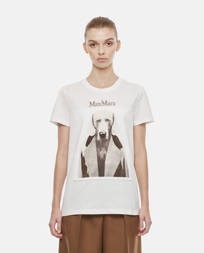 Max Mara Mmdog Printed Cotton Jersey T-shirt In White