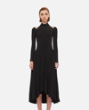 Khaite Dasa Cold-shoulder Paneled Pleated Stretch-jersey Halterneck Midi Dress In Black