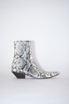 ACNE STUDIOS SNAKE PRINT LEATHER ANKLE BOOTS