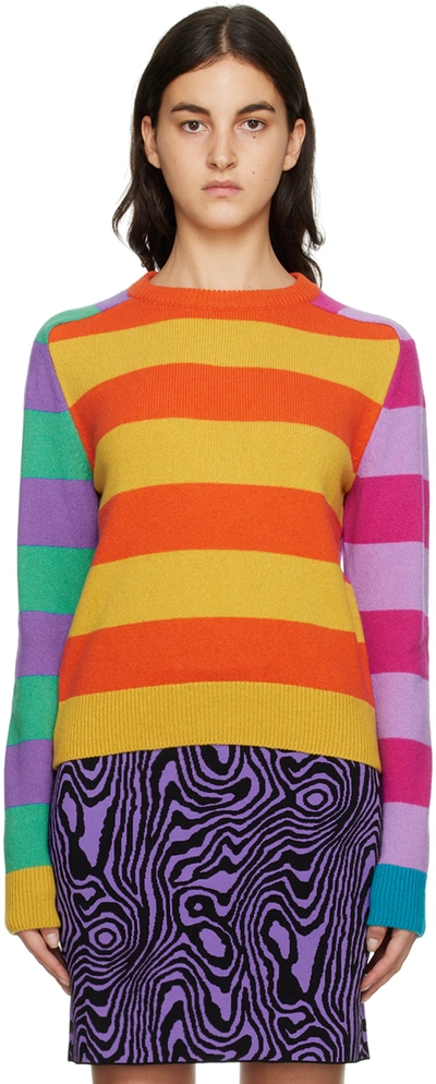 Moschino Multicolor Colorblocked Sweater In Orange