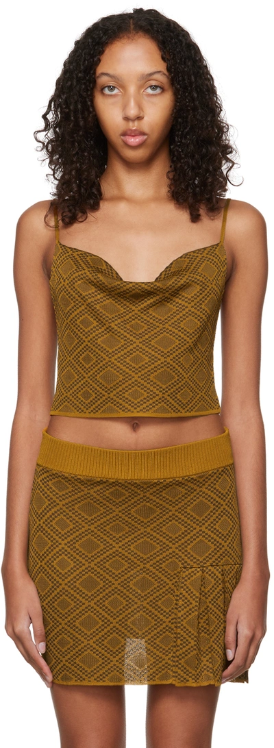 Ahluwalia Brown Ojewale Cowl Neck Top In Brown Diamond