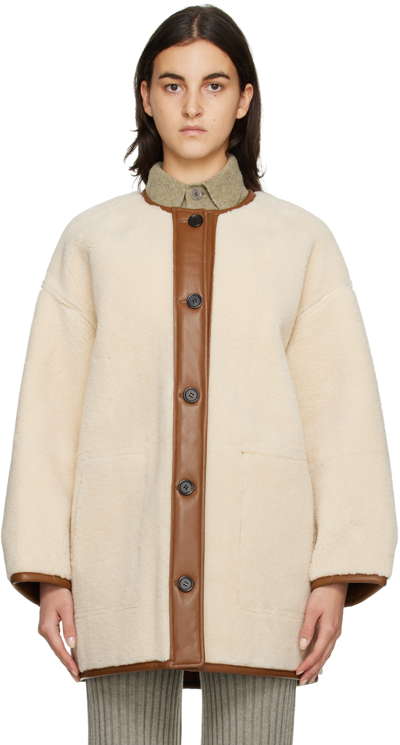 Drae Beige Reversible Coat In Beige/brown
