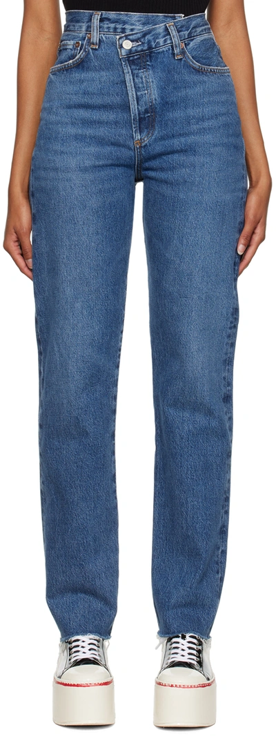 Agolde Blue Criss Cross Jeans In Range