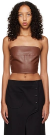 ALEKSANDRE AKHALKATSISHVILI BROWN BUTTON CORSET TANK TOP