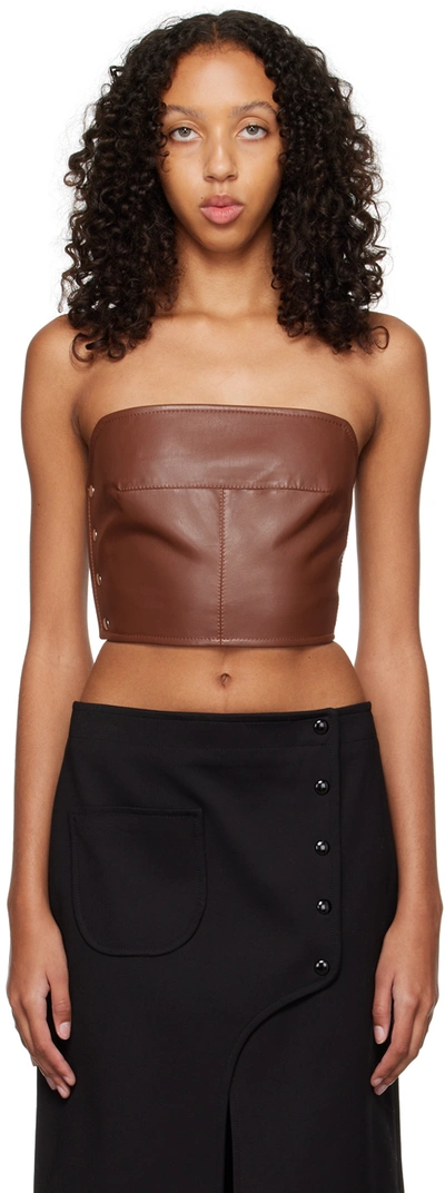 Aleksandre Akhalkatsishvili Brown Button Corset Tank Top In Chocolate Brown