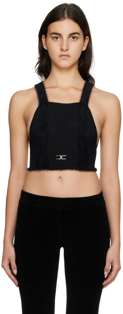 Jacquemus Le Haut Neve Wool Blend Crop Top In Black