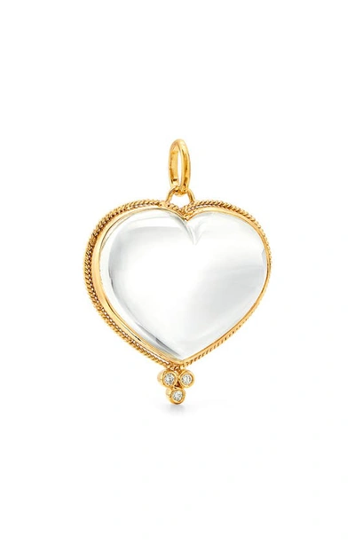 Temple St Clair Women's 18k Yellow Gold, Diamond & Rock Crystal Braided Heart Large Pendant