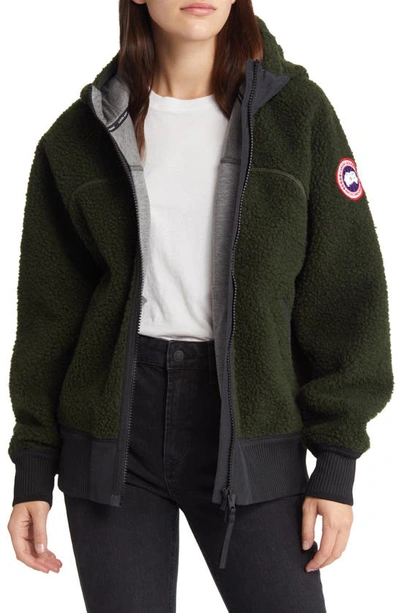 Canada Goose Simcoe Fleece Zip-up Hooded Jacket In Dark Sage-sauge Fronc