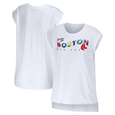 Wear By Erin Andrews White Boston Red Sox Greetings From T-shirt