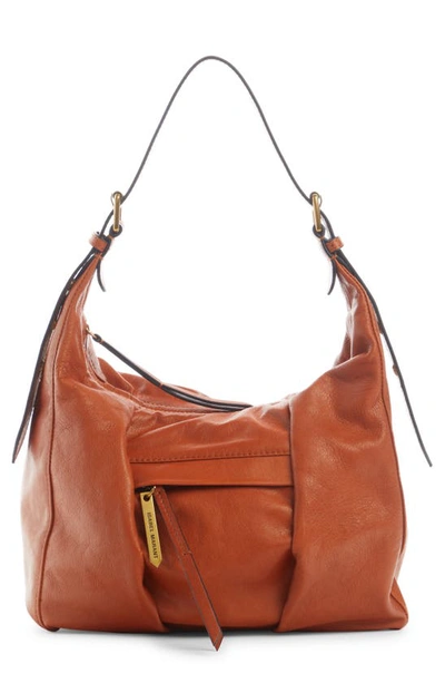 Isabel Marant Niamey Zip Leather Hobo Bag In Brown