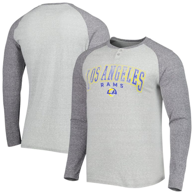 Concepts Sport Heather Gray Los Angeles Rams Ledger Raglan Long Sleeve Henley T-shirt